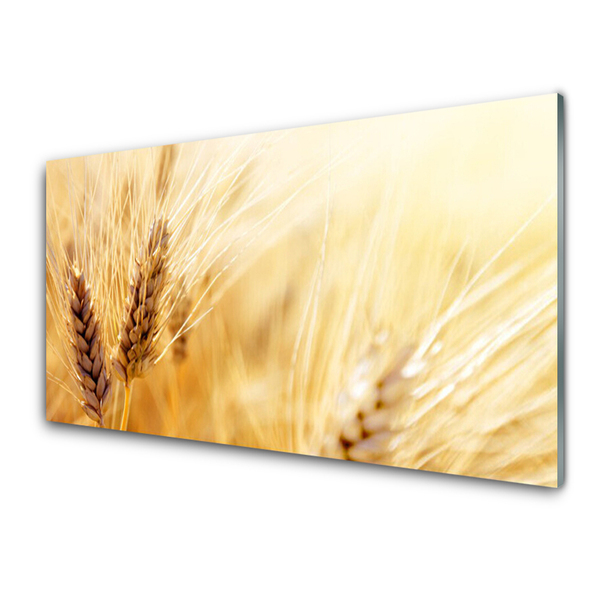 Glass Wall Art Wheat floral yellow