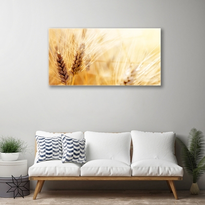 Glass Wall Art Wheat floral yellow