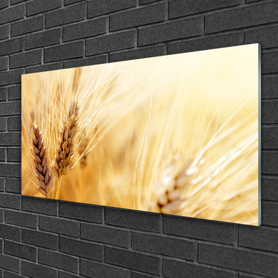 Glass Wall Art Wheat floral yellow