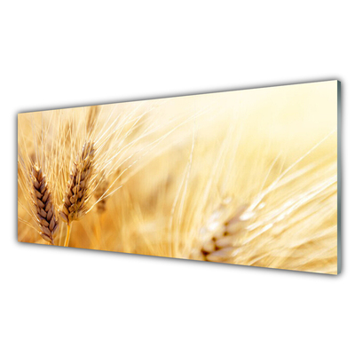 Glass Wall Art Wheat floral yellow