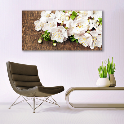 Glass Wall Art Flowers floral white