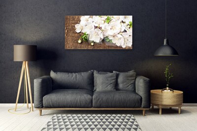 Glass Wall Art Flowers floral white