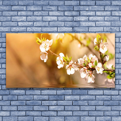 Glass Wall Art Flowers floral white