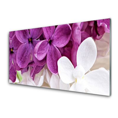 Glass Wall Art Flowers floral pink white