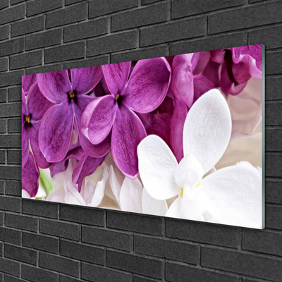 Glass Wall Art Flowers floral pink white