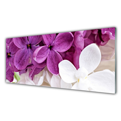 Glass Wall Art Flowers floral pink white