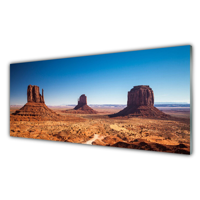 Glass Wall Art Desert landscape yellow brown