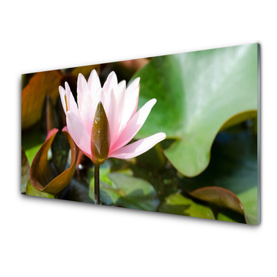 Glass Wall Art Flower floral pink