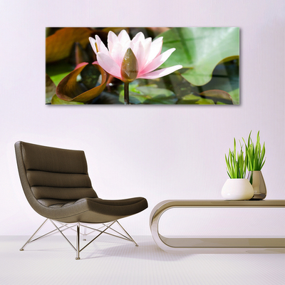 Glass Wall Art Flower floral pink