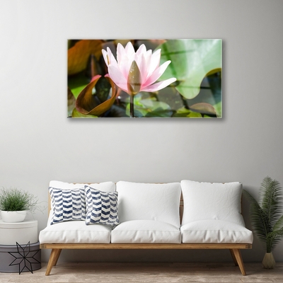 Glass Wall Art Flower floral pink