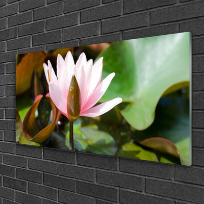 Glass Wall Art Flower floral pink