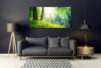 Glass Wall Art Meadow nature green