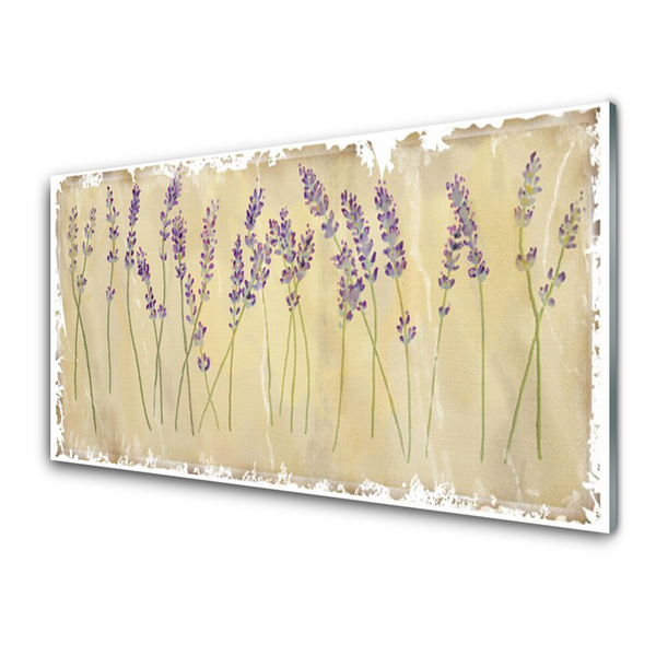 Glass Wall Art Flowers floral purple