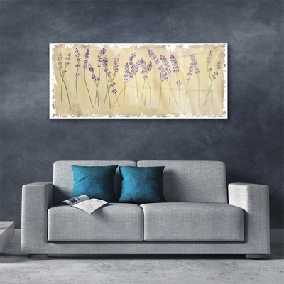 Glass Wall Art Flowers floral purple