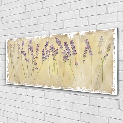 Glass Wall Art Flowers floral purple