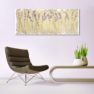 Glass Wall Art Flowers floral purple