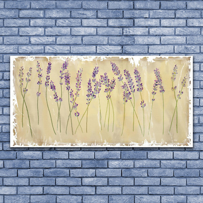 Glass Wall Art Flowers floral purple