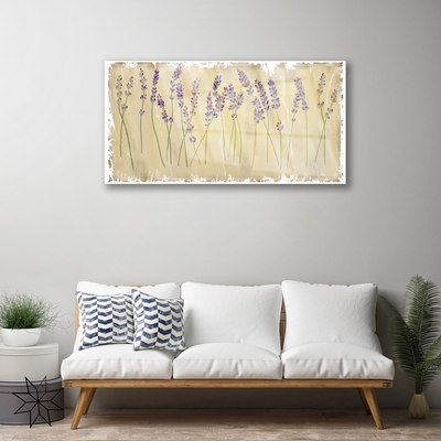 Glass Wall Art Flowers floral purple