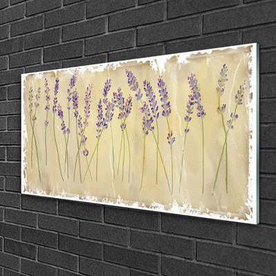 Glass Wall Art Flowers floral purple