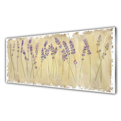 Glass Wall Art Flowers floral purple