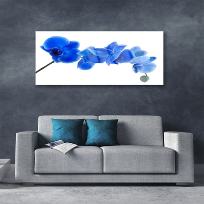 Glass Wall Art Flower floral blue