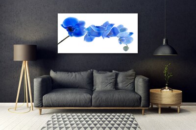 Glass Wall Art Flower floral blue
