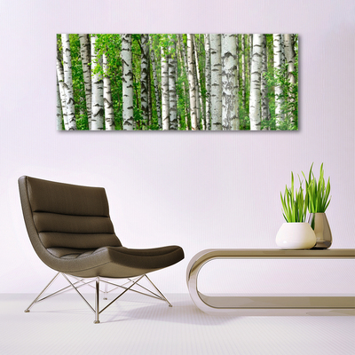 Glass Wall Art Forest nature black white green