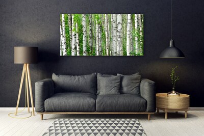 Glass Wall Art Forest nature black white green