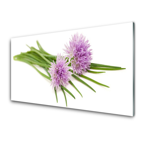 Glass Wall Art Flowers floral pink. Green