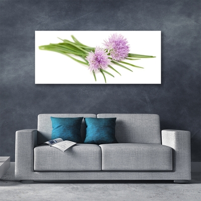 Glass Wall Art Flowers floral pink. Green