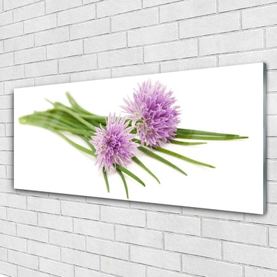 Glass Wall Art Flowers floral pink. Green