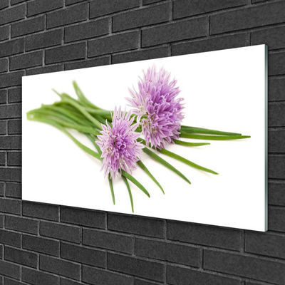 Glass Wall Art Flowers floral pink. Green