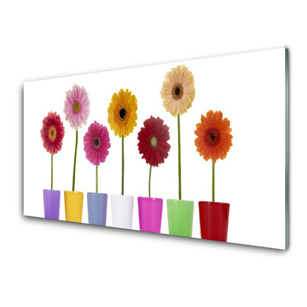 Glass Wall Art Flowers floral multi