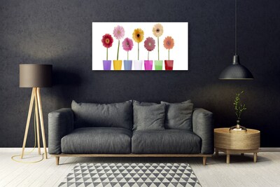 Glass Wall Art Flowers floral multi