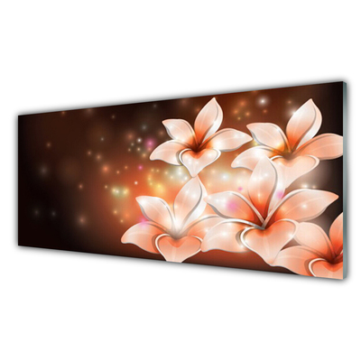 Glass Wall Art Flowers floral white yellow black