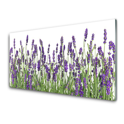 Glass Wall Art Flowers floral purple