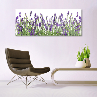 Glass Wall Art Flowers floral purple