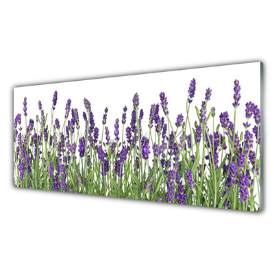 Glass Wall Art Flowers floral purple