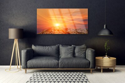 Glass Wall Art Sun landscape yellow