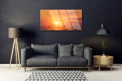 Glass Wall Art Sun landscape yellow