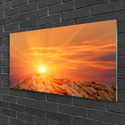 Glass Wall Art Sun landscape yellow