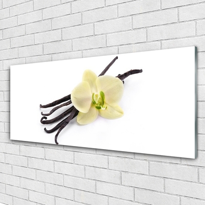 Glass Wall Art Flower floral green