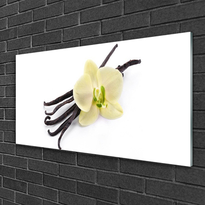 Glass Wall Art Flower floral green