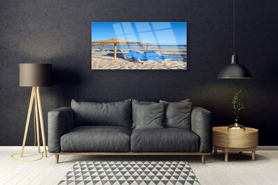 Glass Wall Art Beach landscape grey