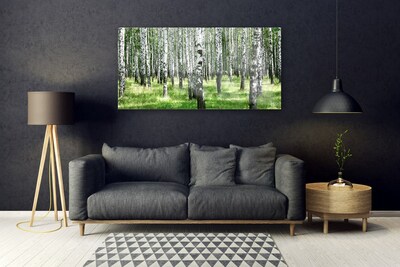 Glass Wall Art Forest nature black white green