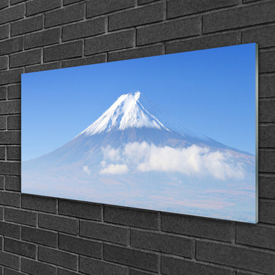 Glass Wall Art Mountains landscape white blue