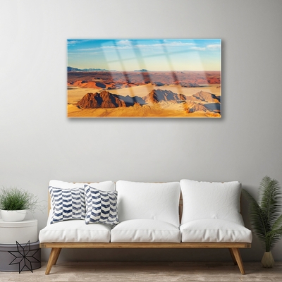 Glass Wall Art Desert landscape brown yellow