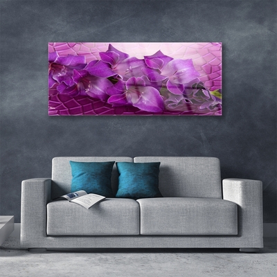 Glass Wall Art Flowers floral pink