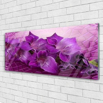 Glass Wall Art Flowers floral pink