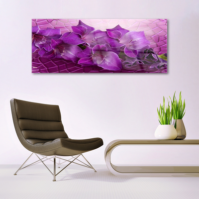 Glass Wall Art Flowers floral pink